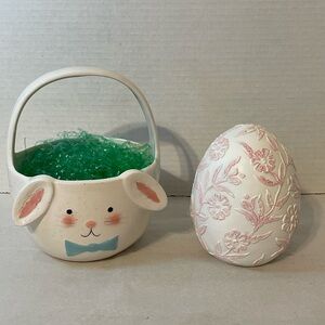 Charming Easter Bunny Basket with Floral Egg